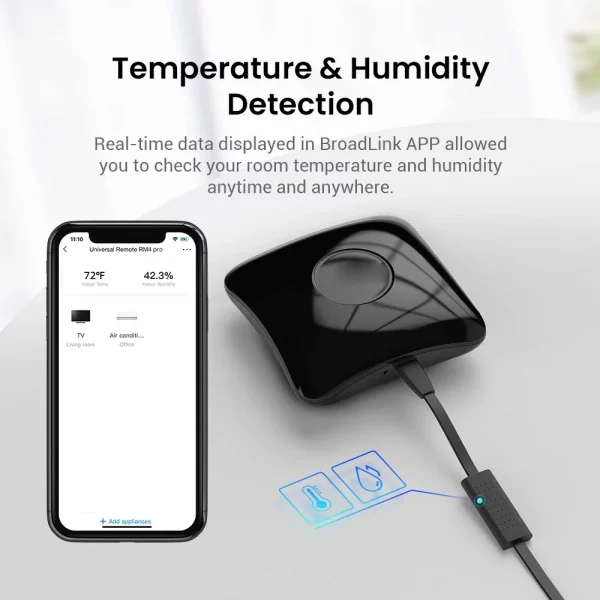 BroadLink RM4 Pro+HTS2 IR RF Version Wireless Universal Remote Hub with Temp and Humidity Sensor Smart Home Solution - Image 2