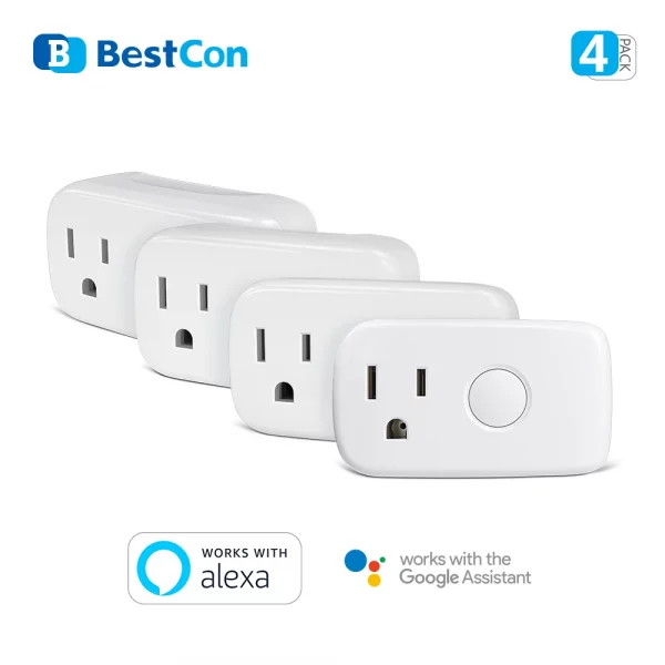 BroadLink BestCon SP4mini US 4PCS Wifi Smart Mini Plug Wi-Fi/3G/4G FastCon 15A Remote Control Timers via Alexa Voice Control