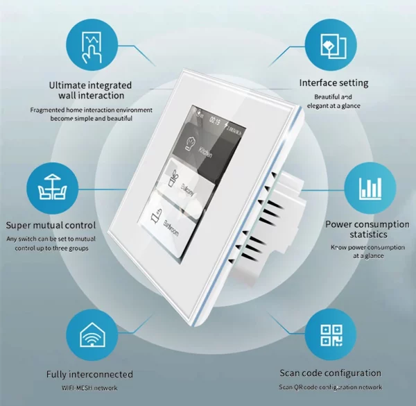 LCD Wifi Smart Wall Switch Work with Apple Homekit Alexa Google Home Assistant, Power Consumption for Smart Home US EU 110V 220V - Image 2