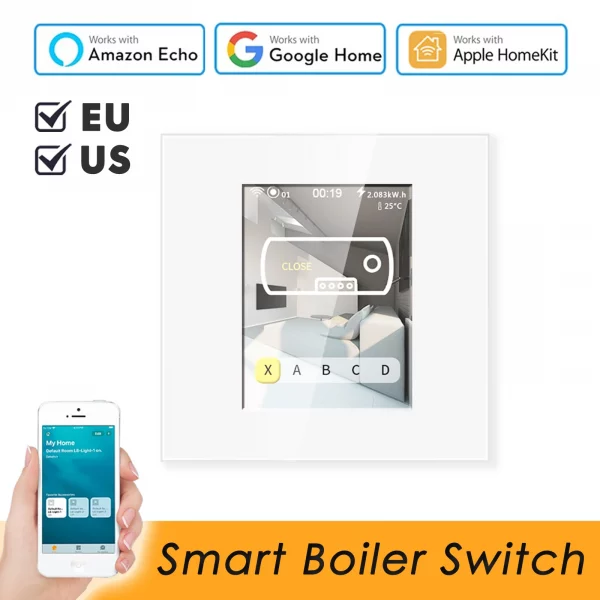 EU US LCD Smart Wifi Water Heater Boiler Switch 16A Work with Apple Homekit Alexa Google Home Switch for Smart Home 110V 220V