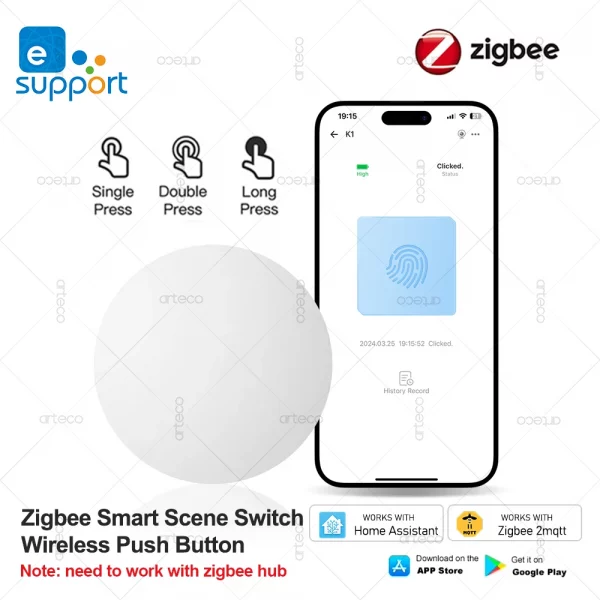 Ewelink Zigbee Smart Push Button Wireless Scene Switch Remote Control Automation Scenario Switch Can Works With Zigbee2mqtt ZHA