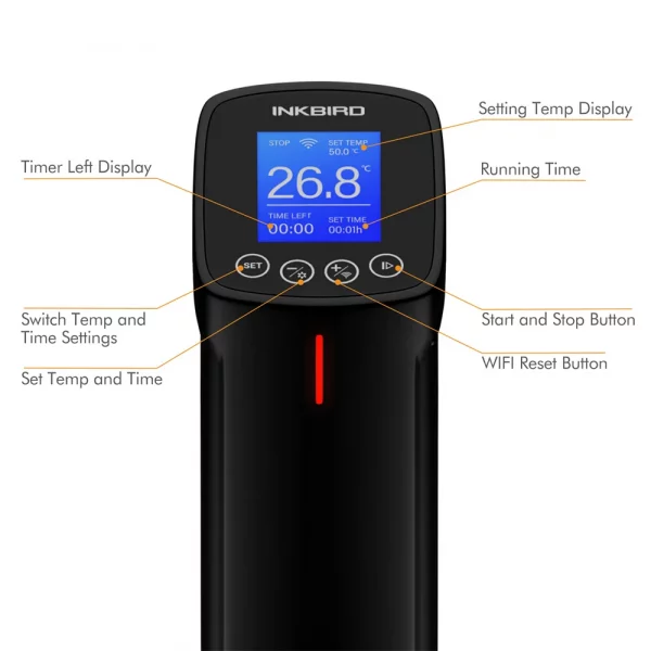 INKBIRD 1st Generation Wireless Sous Vide 1000W Home Kitchen Wifi Culinary Cooker with Precise Temperature and Timer ISV-100W - Image 2