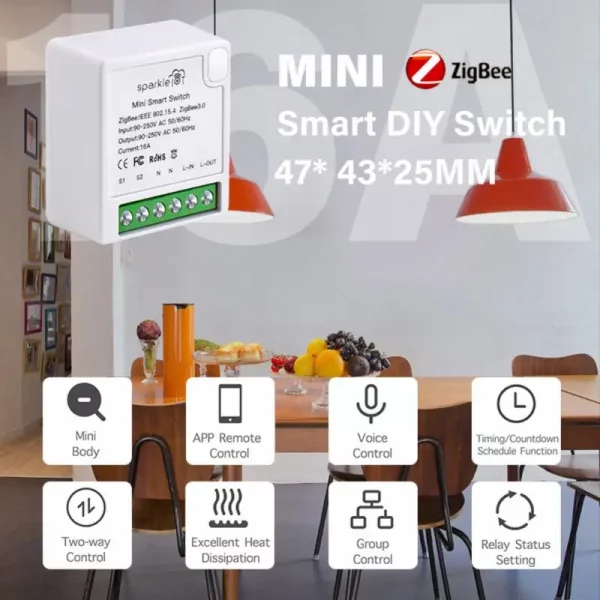 Aubess Zigbee 3.0 Smart Switch 16A Mini Smart Switch Need Neutral Wire Timing Wireless Control Works With Alexa Google Home - Image 2