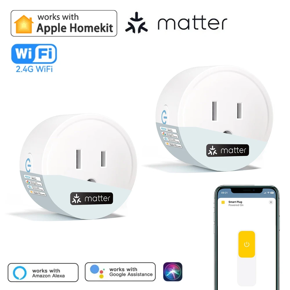 Homekit Smart Socket Matter Smart Plug WiFi US Plug Mini Home Power Outlet APP Remote Control Works with Siri Alexa Google home