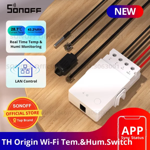 SONOFF TH Origin Wifi Switch Smart Home Controller Temperature Humidity Monitor Switch 20A Max SONOFF TH10/16 Upgrade Version