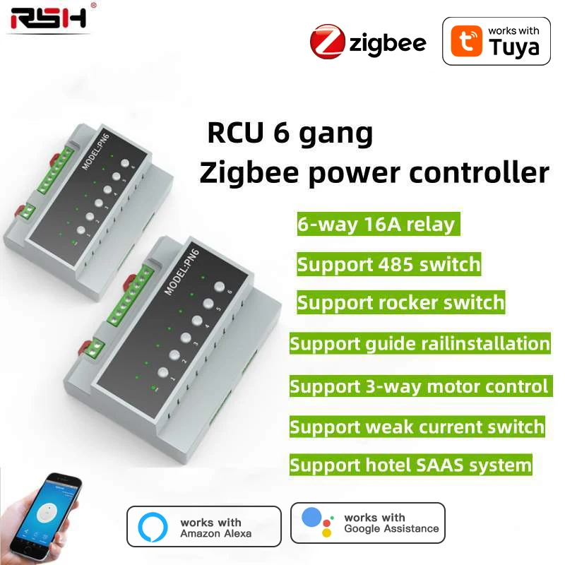 Tuya Smart Zigbee 6-16 Gang Relay Switch Module Remote Control Appliance Control Module 110V-240V Works With Alexa Google Home