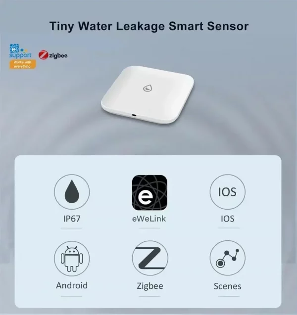 eWelink Zigbee 3.0 water leakage sensor Works with SmartLife/Salute/Google/Alice/Alexa/hue Reomoted with APP - Image 4