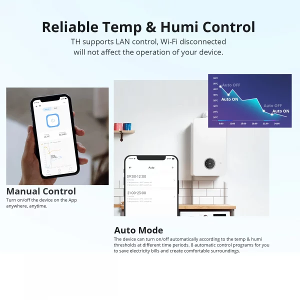 SONOFF TH Origin Wifi Switch Smart Home Controller Temperature Humidity Monitor Switch 20A Max SONOFF TH10/16 Upgrade Version - Image 3