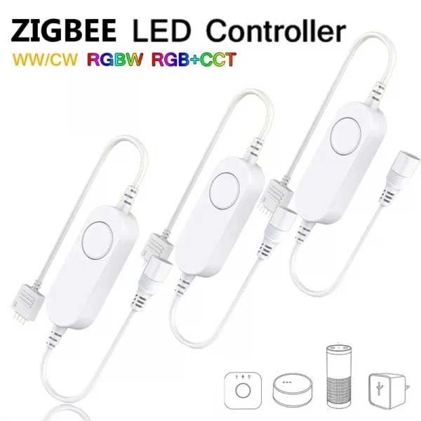 Zigbee 3.0 LED Strip Kit DC 12V 5050 5M WW/RGB/RGBW/RGBCCT LED Lights Tuya Zigbee Smart Home Dimmer Controller for Alexa Google - Image 2