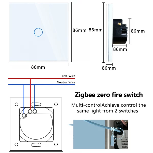 1/2/3 Gang Zigbee Smart Light Switch with Neutral Voice Control Wireless Wall Switch Work with Alexa Google Home Tuya Samrt Home - Image 4