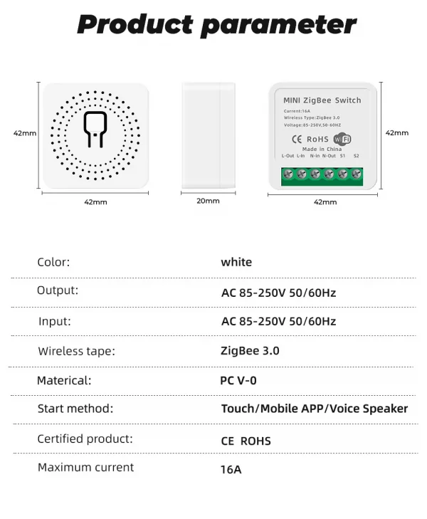 16A Tuya Zigbee 3.0 Mini Smart DIY Switch 1 Way Control Smart Home Relay Automation Breaker Works With Alexa Google Home Yandex - Image 6