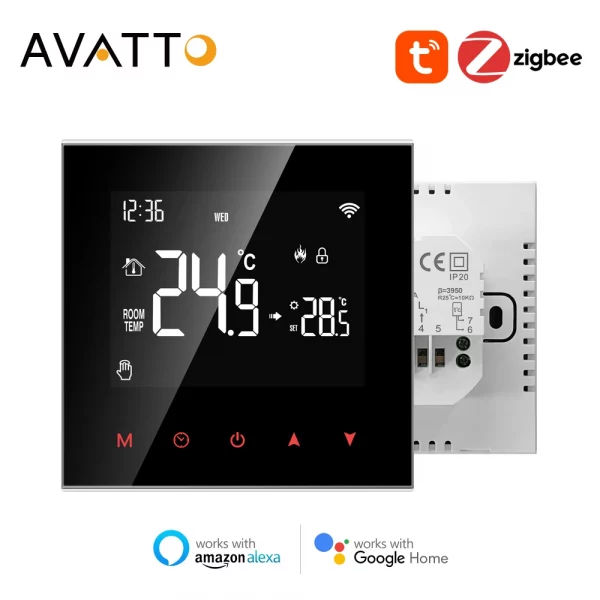 AVATTO Tuya Zigbee Smart Thermostat,Electric Heating Water Gas Boiler Temperature Controller Work with Alexa Google Home