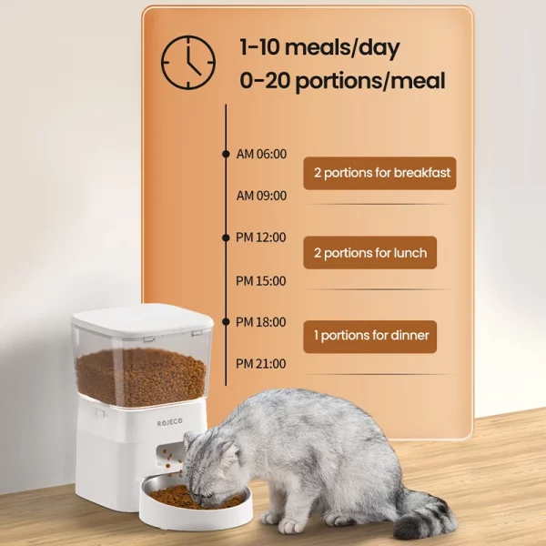 ROJECO 2L Automatic WIFI Cat Feeder Smart Pet Food Dispenser For Dry Food Dogs Kibble Dispenser With Remote Control Accessories - Image 2