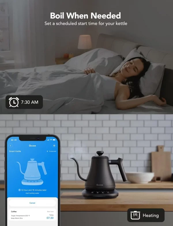 Govee Smart Electric Kettle, WiFi Variable Temperature Gooseneck Pour Over Kettle and Tea Kettle, Alexa Control, 1200W Quick - Image 6