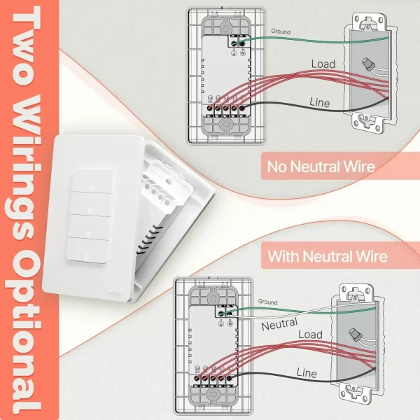 MOES Tuya ZigBee Smart Light Switch US Push Button Wall Switch Work With Alexa Google Home Neutral Wire/No Neutral Wire Required - Image 3