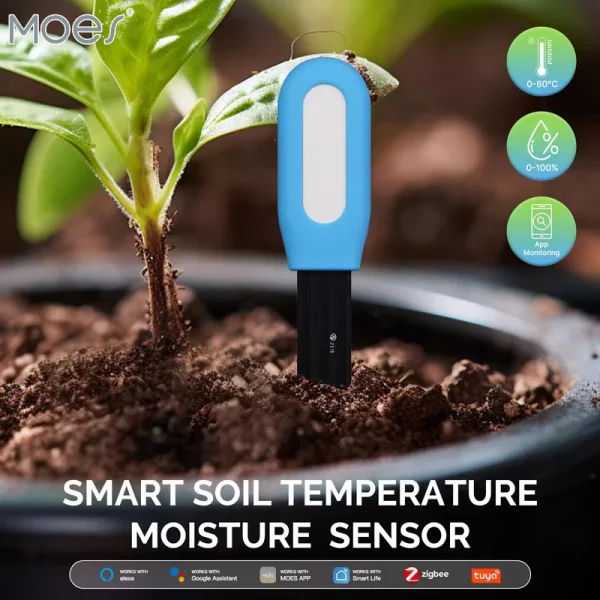 MOES Tuya Smart ZigBee Soil Temperature Meter Moisture Humidity Sensor Plant Monitor Detector Garden Automation Irrigation