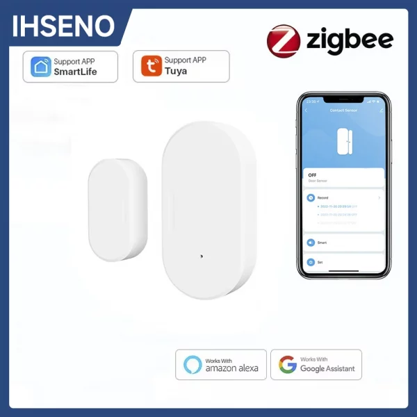 Tuya Smart ZigBee Door Window Sensor Smart Home Wireless Mini Door Detectors Open/Close APP Remote Alarm